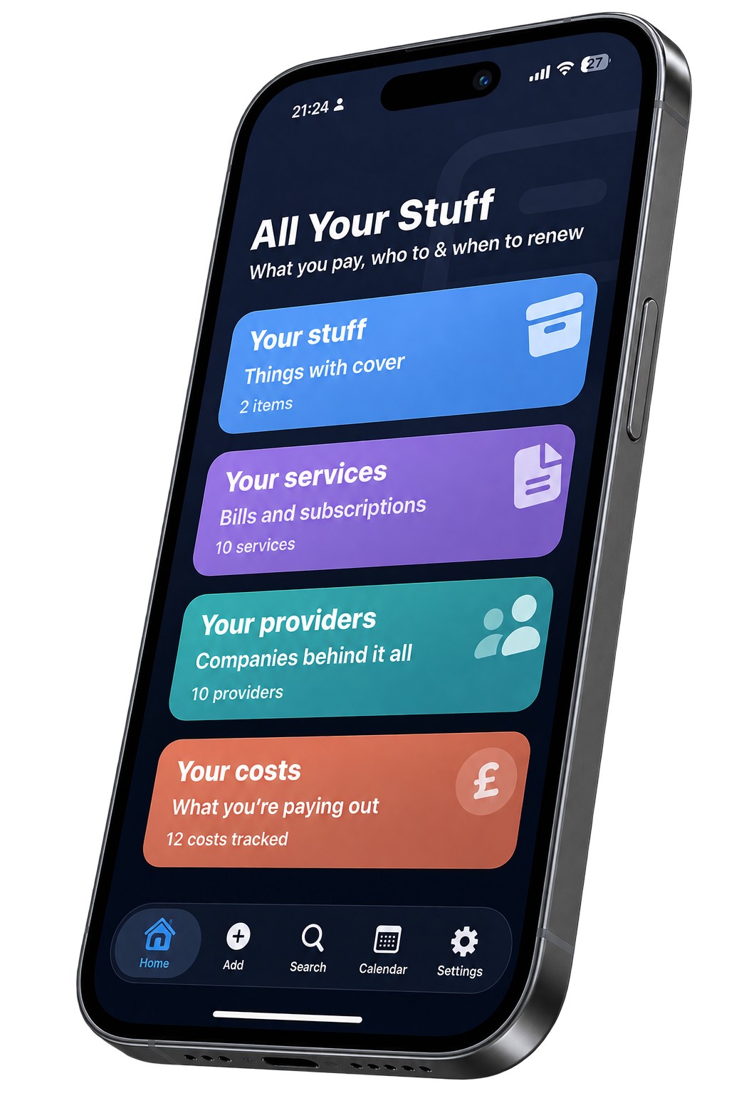 All Your Stuff app displayed on a smartphone